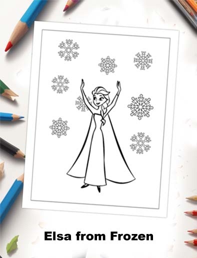 Free Elsa coloring page from Disney's Frozen.