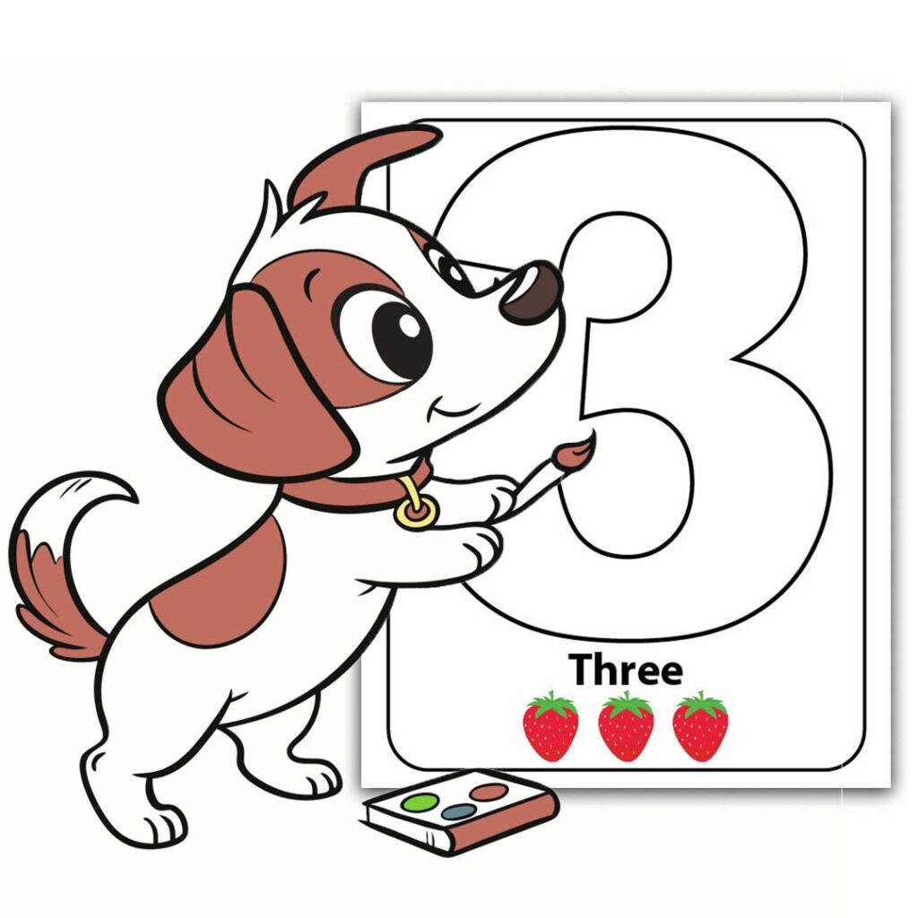 Free number 3 activity sheet for kids