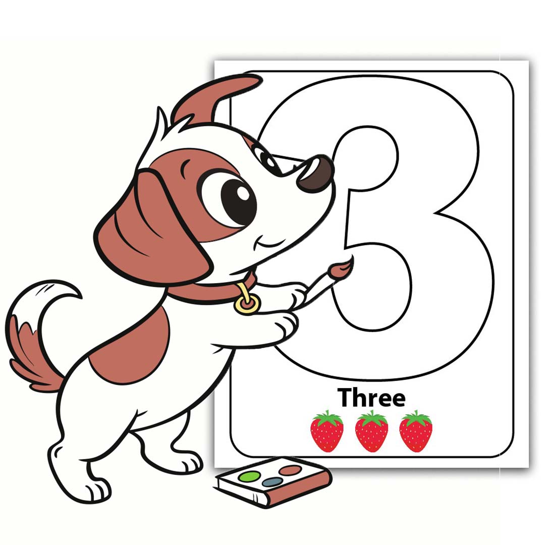 Free number 3 activity sheet for kids