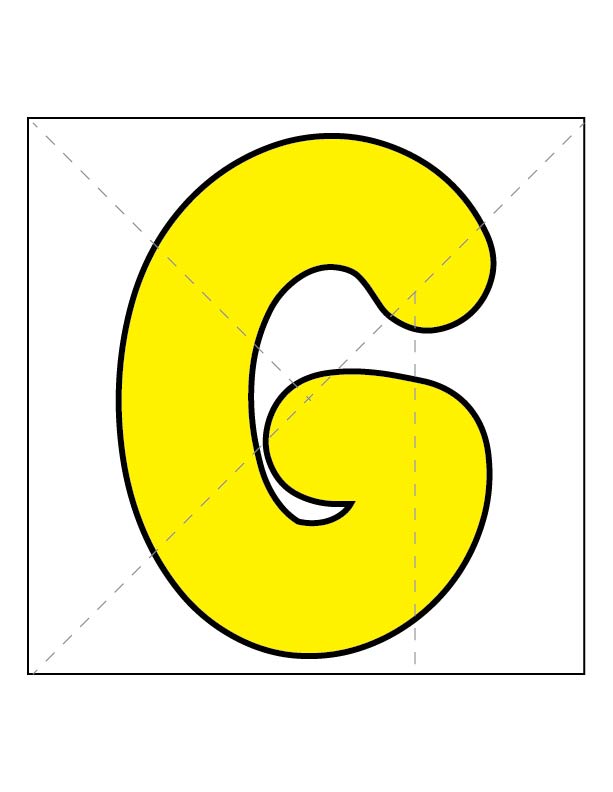 Cute Letter G coloring page with a friendly design for kids.