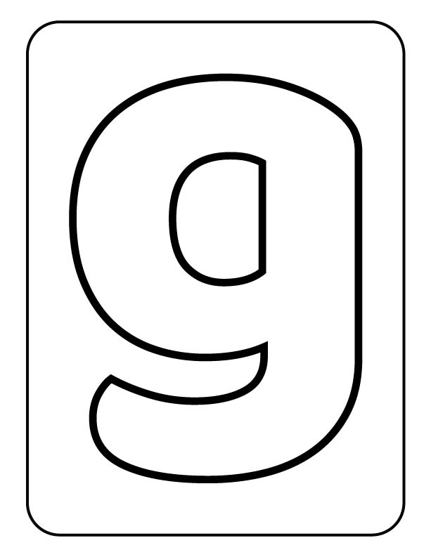 Cute Letter G coloring page with a friendly design for kids.